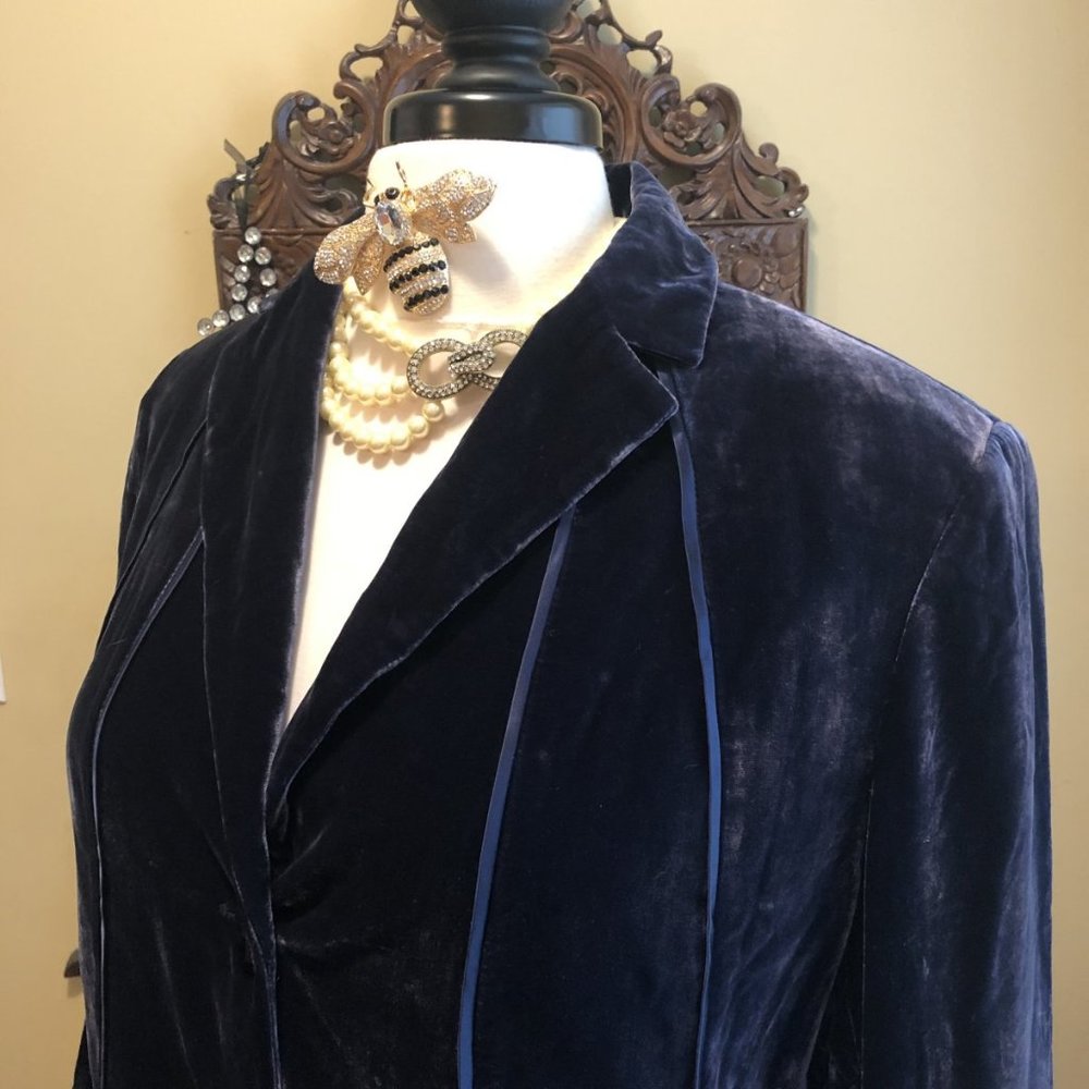 Jones New York 18W Sapphire Blue Velvet Jacket Blazer